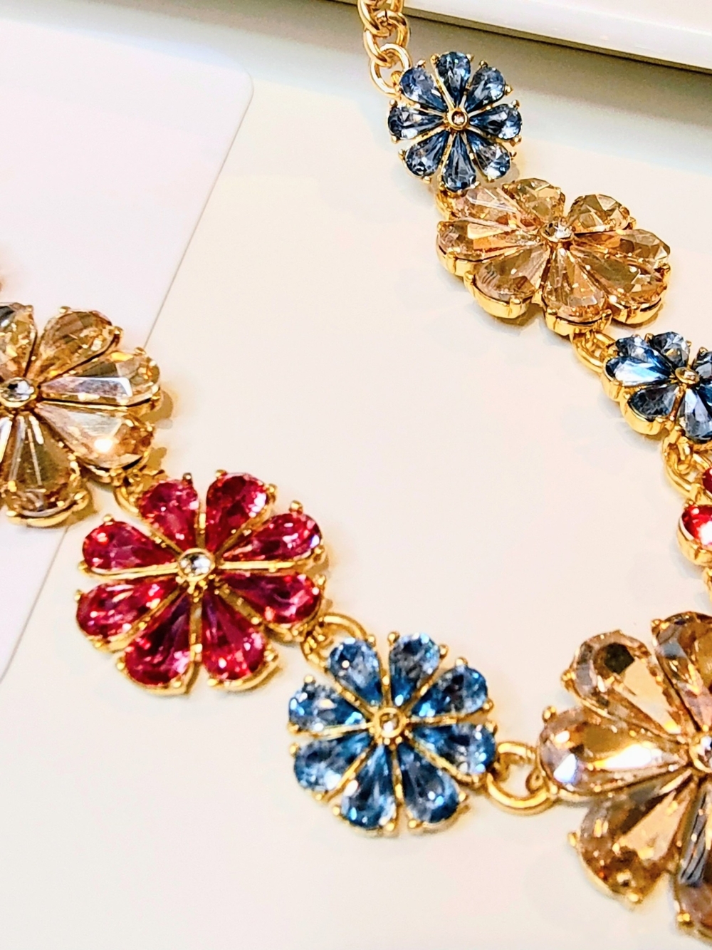 NWT J. Crew Crystal Floral Statement Necklace Pink - Picture 6 of 9